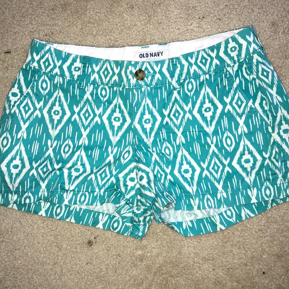 Teal and white shorts